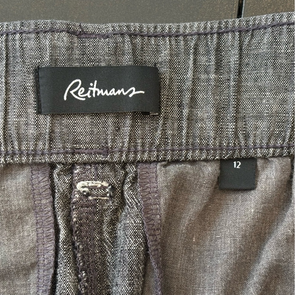 Reitmans Sz 12 Cotton Wide Leg Cropped Pants Heathered Gray - Picture 6 of 11